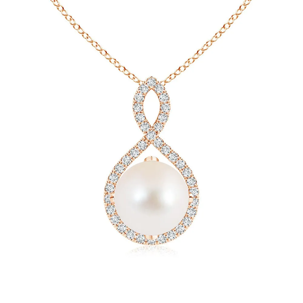 8mm Twist Freshwater Cultured Pearl and Moissanite Pavé Pendant sold by MSBLUE Jewelry product image thumbnail 3