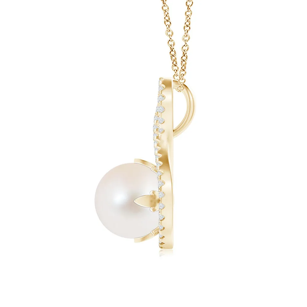 8mm Twist Freshwater Cultured Pearl and Moissanite Pavé Pendant sold by MSBLUE Jewelry product image thumbnail 5