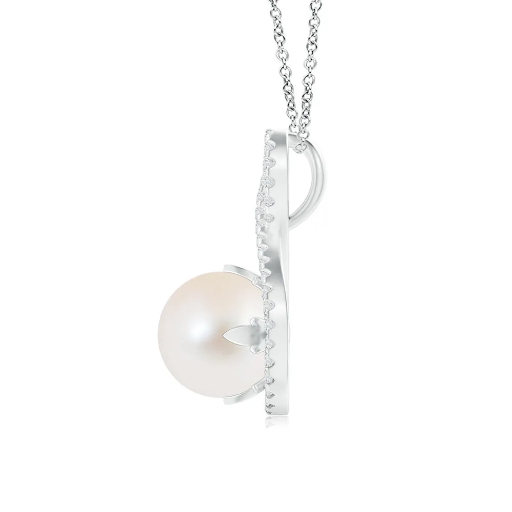 8mm Twist Freshwater Cultured Pearl and Moissanite Pavé Pendant sold by MSBLUE Jewelry product image thumbnail 4