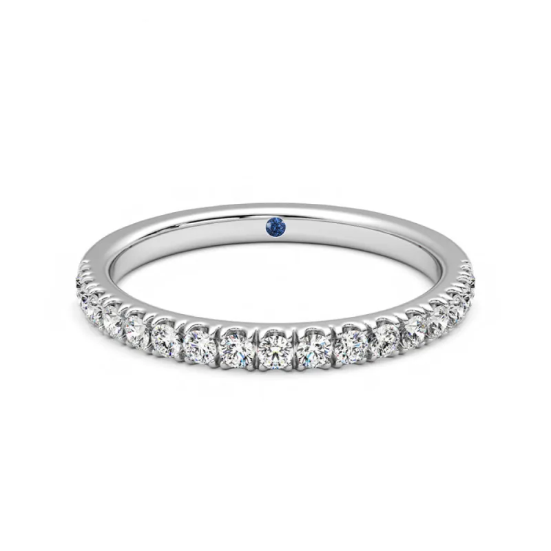 Classic Pavé Set Moissanite Wedding Band with Anniversary Stone Accent sold by MSBLUE Jewelry
