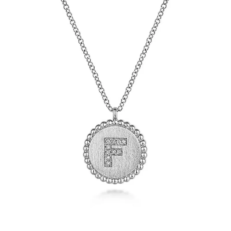 Initial F Medallion Necklace sold by MSBLUE Jewelry