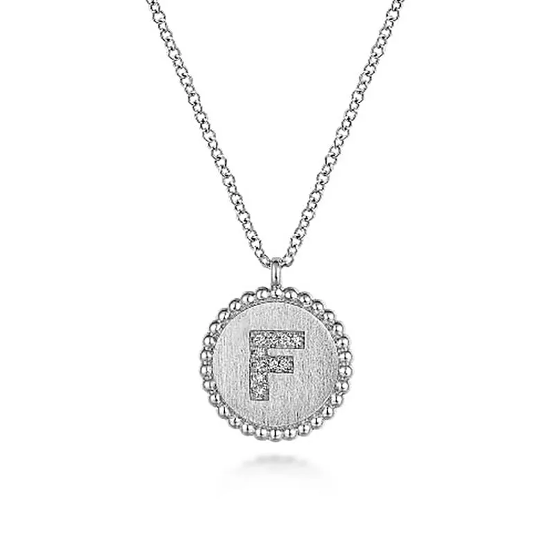 Initial F Medallion Necklace sold by MSBLUE Jewelry