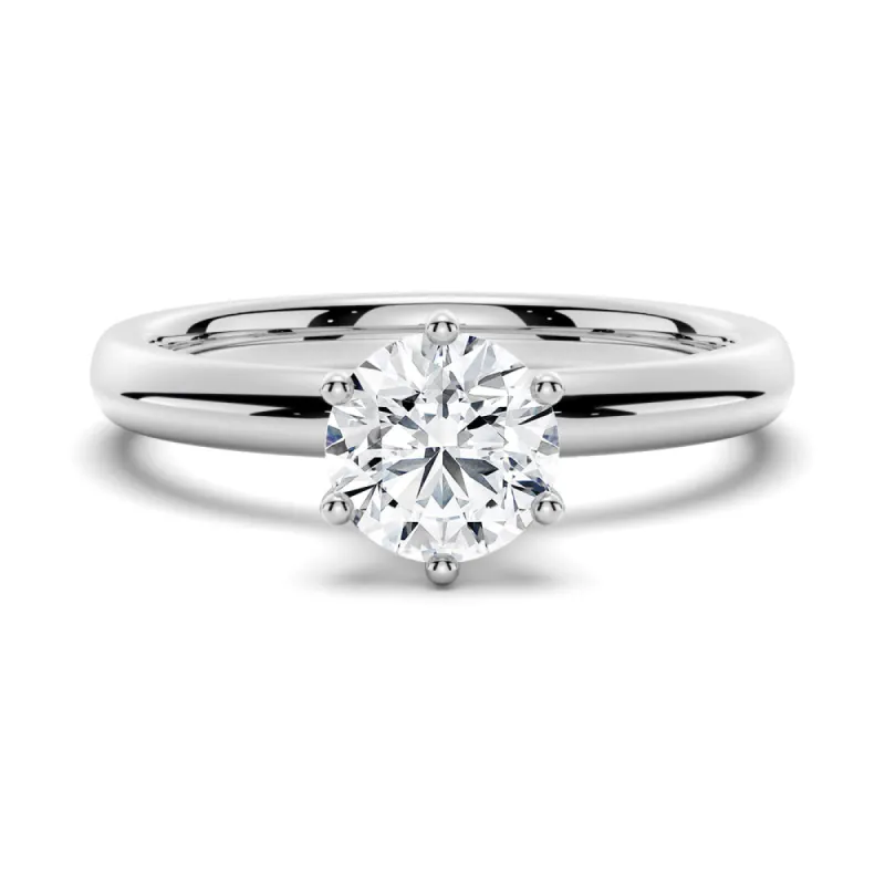 Classic Six-Prong Solitaire Engagement Ring With Hidden Halo sold by MSBLUE Jewelry