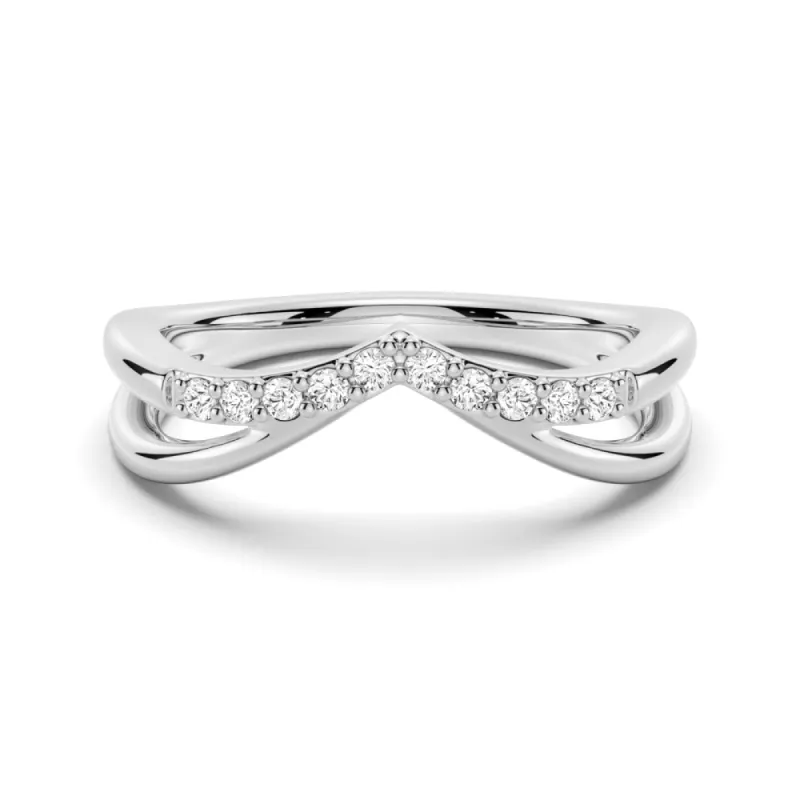 Double Row Curved Crossover Contour Wedding Band sold by MSBLUE Jewelry