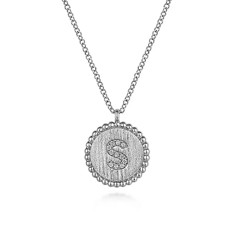 Initial S Medallion Necklace sold by MSBLUE Jewelry