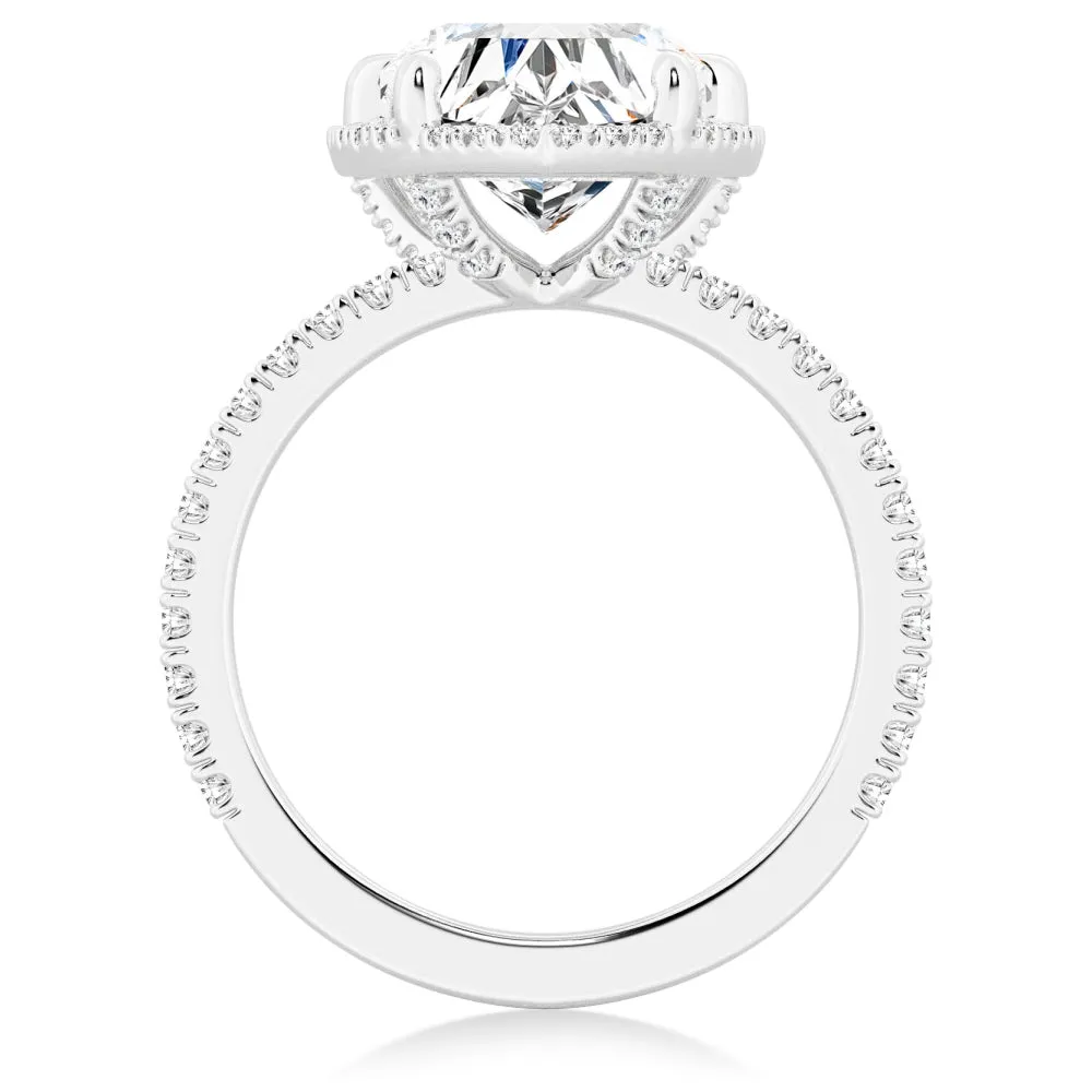 Half Eternity Heart Shaped Moissanite Halo Engagement Ring sold by MSBLUE Jewelry product image thumbnail 5