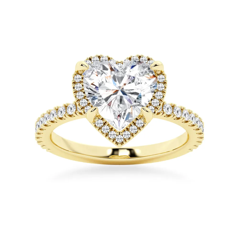 Half Eternity Heart Shaped Moissanite Halo Engagement Ring sold by MSBLUE Jewelry product image thumbnail 2