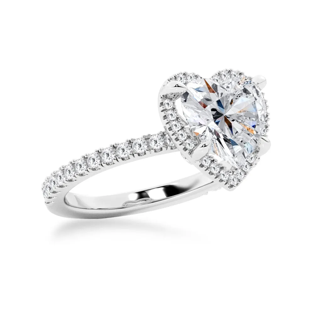 Half Eternity Heart Shaped Moissanite Halo Engagement Ring sold by MSBLUE Jewelry product image thumbnail 4