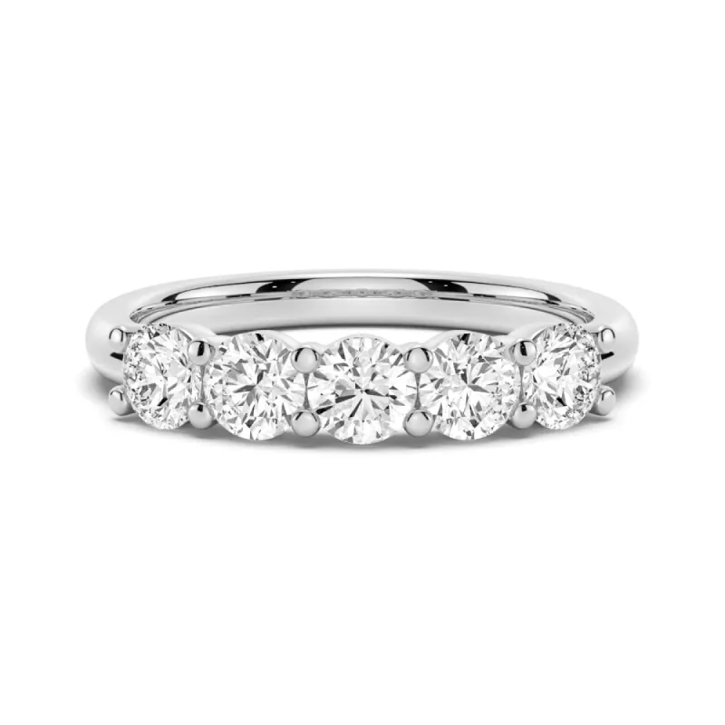 4.5mm 5 Stone Shared Prong Moissanite Anniversary Band sold by MSBLUE Jewelry