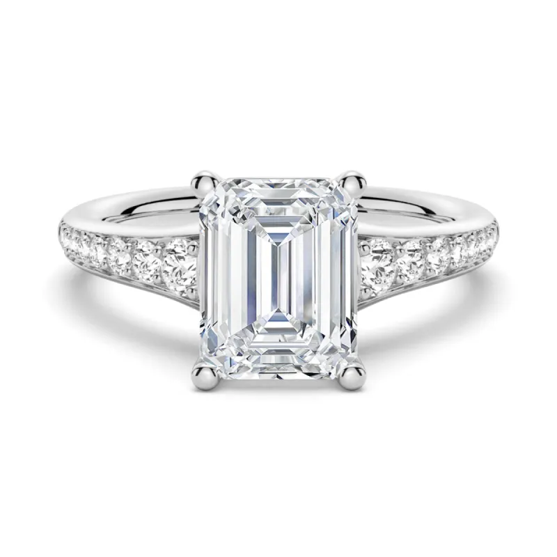 Vintage Emerald Cut Moissanite Engagement Ring With Graduated Band sold by MSBLUE Jewelry