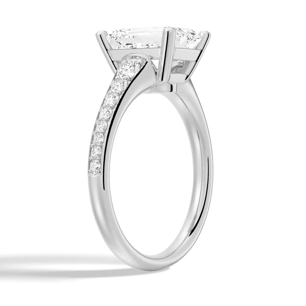 Vintage Emerald Cut Moissanite Engagement Ring With Graduated Band sold by MSBLUE Jewelry product image thumbnail 4