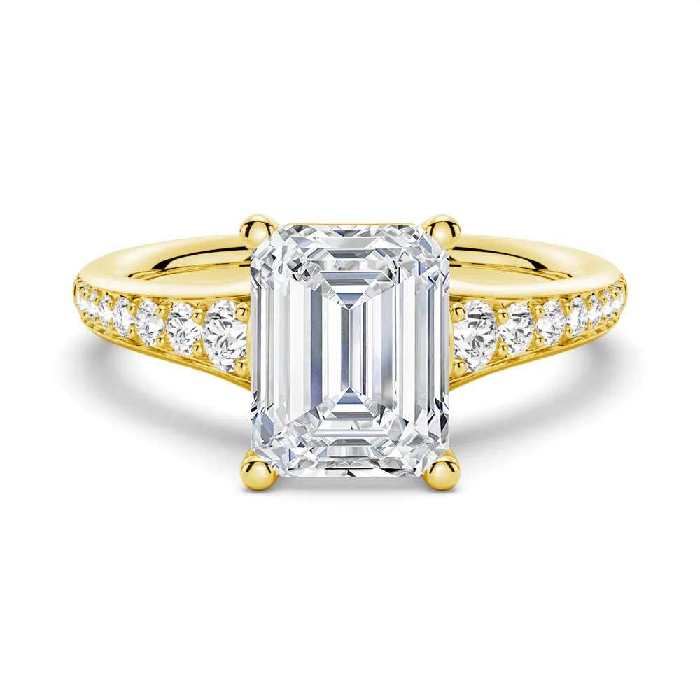 Vintage Emerald Cut Moissanite Engagement Ring With Graduated Band sold by MSBLUE Jewelry product image thumbnail 2