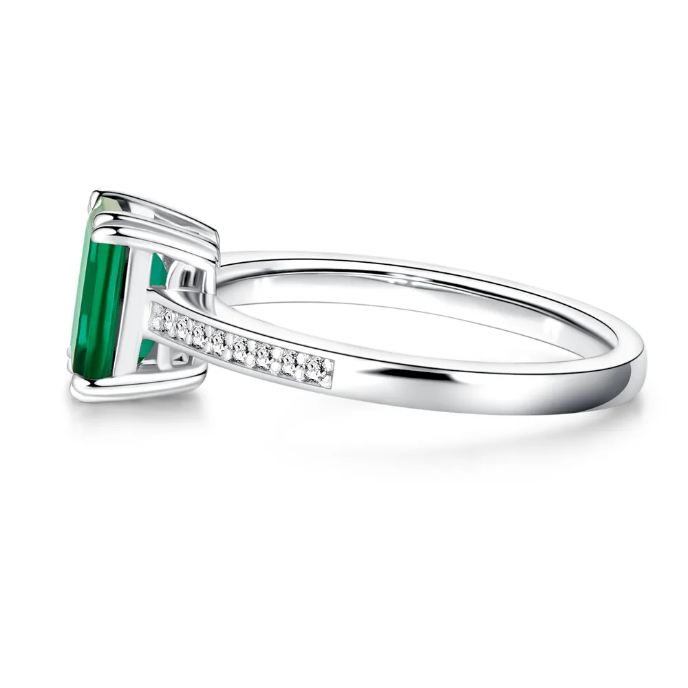 Petite Micropavé Emerald-Cut Emerald Ring sold by MSBLUE Jewelry product image thumbnail 5