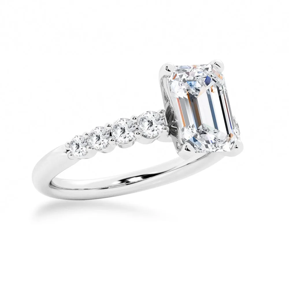 Classic Shared Prong Emerald Cut Moissanite Engagement Ring sold by MSBLUE Jewelry product image thumbnail 4