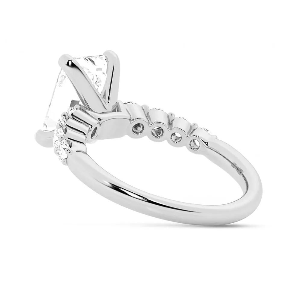 Classic Shared Prong Emerald Cut Moissanite Engagement Ring sold by MSBLUE Jewelry product image thumbnail 5