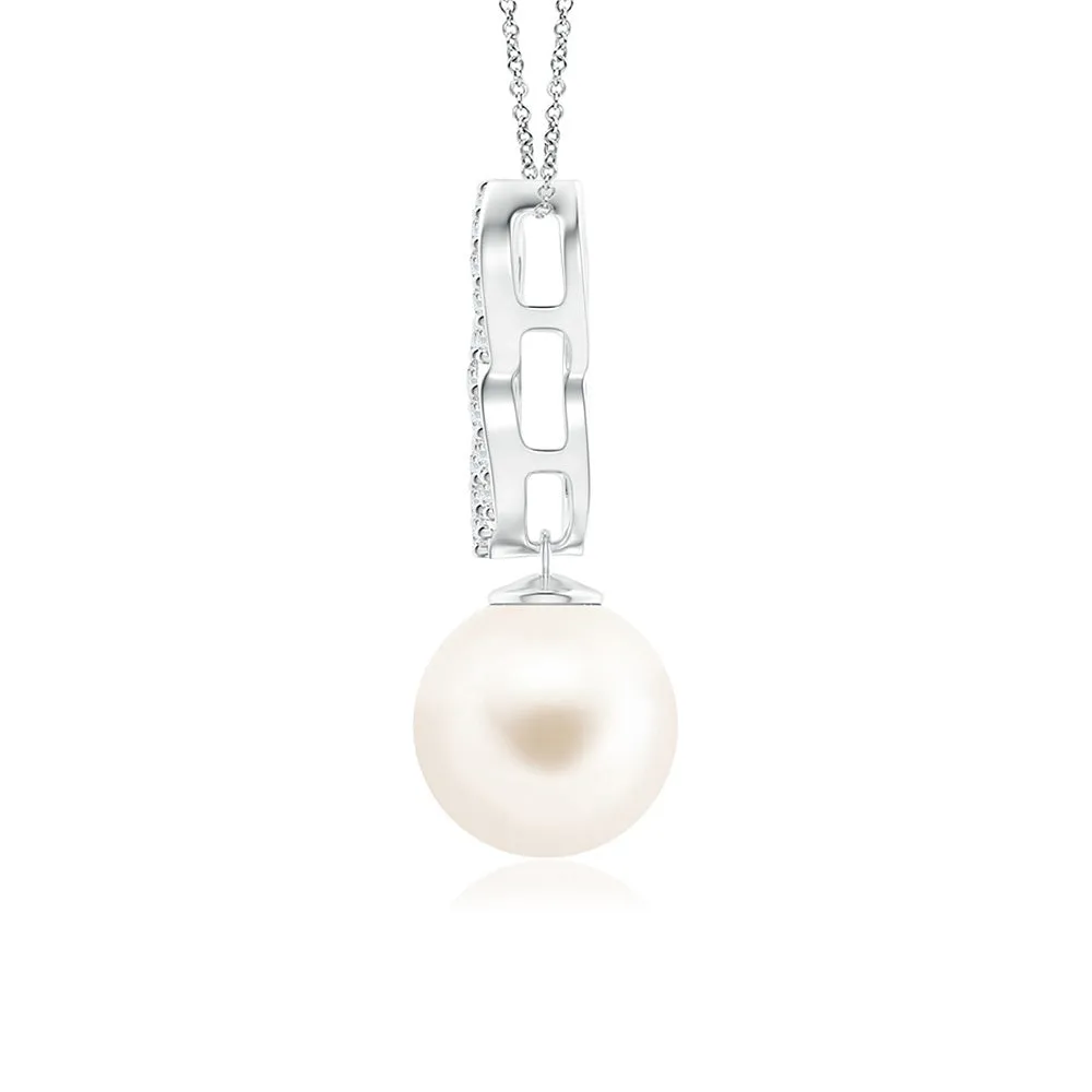 8mm Freshwater Cultured Pearl Moissanite Pavé Infinity Pendant sold by MSBLUE Jewelry product image thumbnail 4
