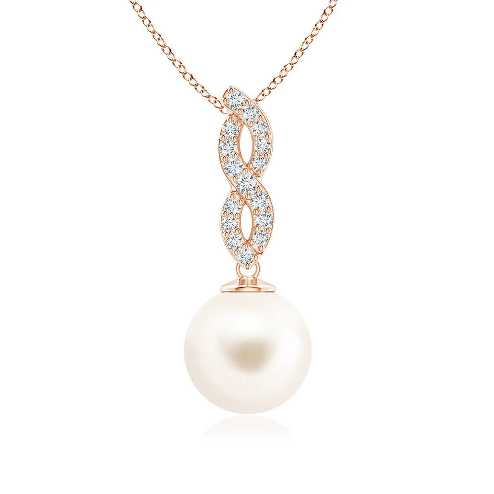 8mm Freshwater Cultured Pearl Moissanite Pavé Infinity Pendant sold by MSBLUE Jewelry product image thumbnail 3