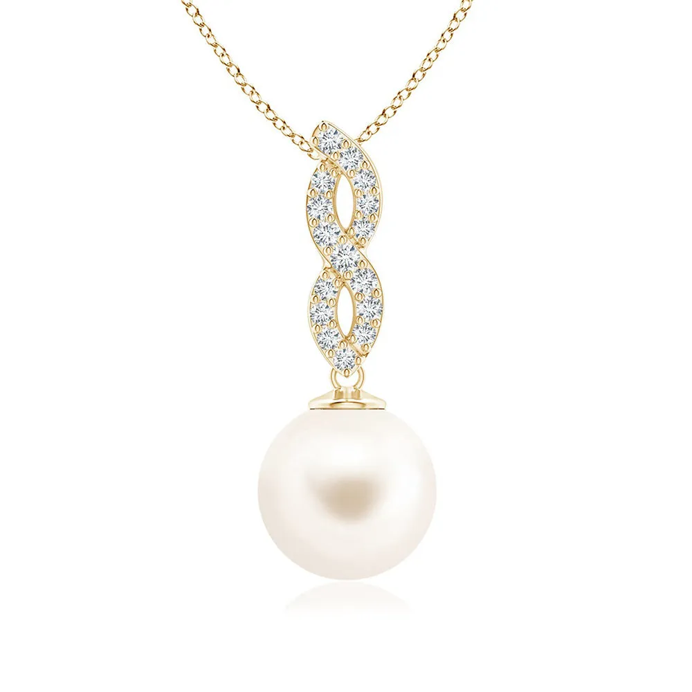 8mm Freshwater Cultured Pearl Moissanite Pavé Infinity Pendant sold by MSBLUE Jewelry product image thumbnail 2