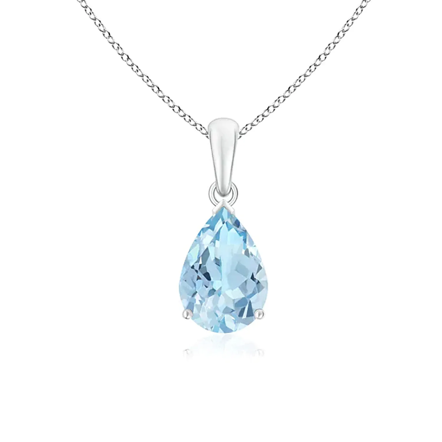 1 CT. Pear Shape Aquamarine Solitaire Pendant sold by MSBLUE Jewelry