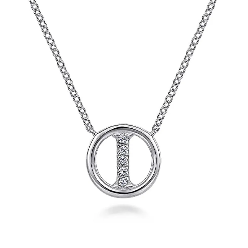 Round Pavé Initial I Pendant Necklace sold by MSBLUE Jewelry