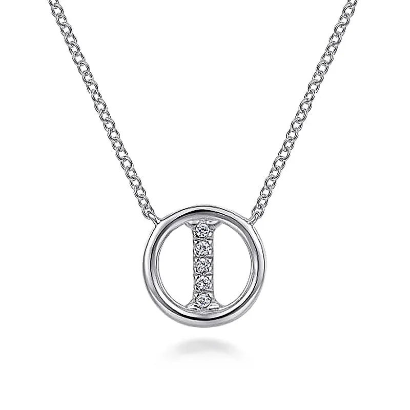 Round Pavé Initial I Pendant Necklace sold by MSBLUE Jewelry
