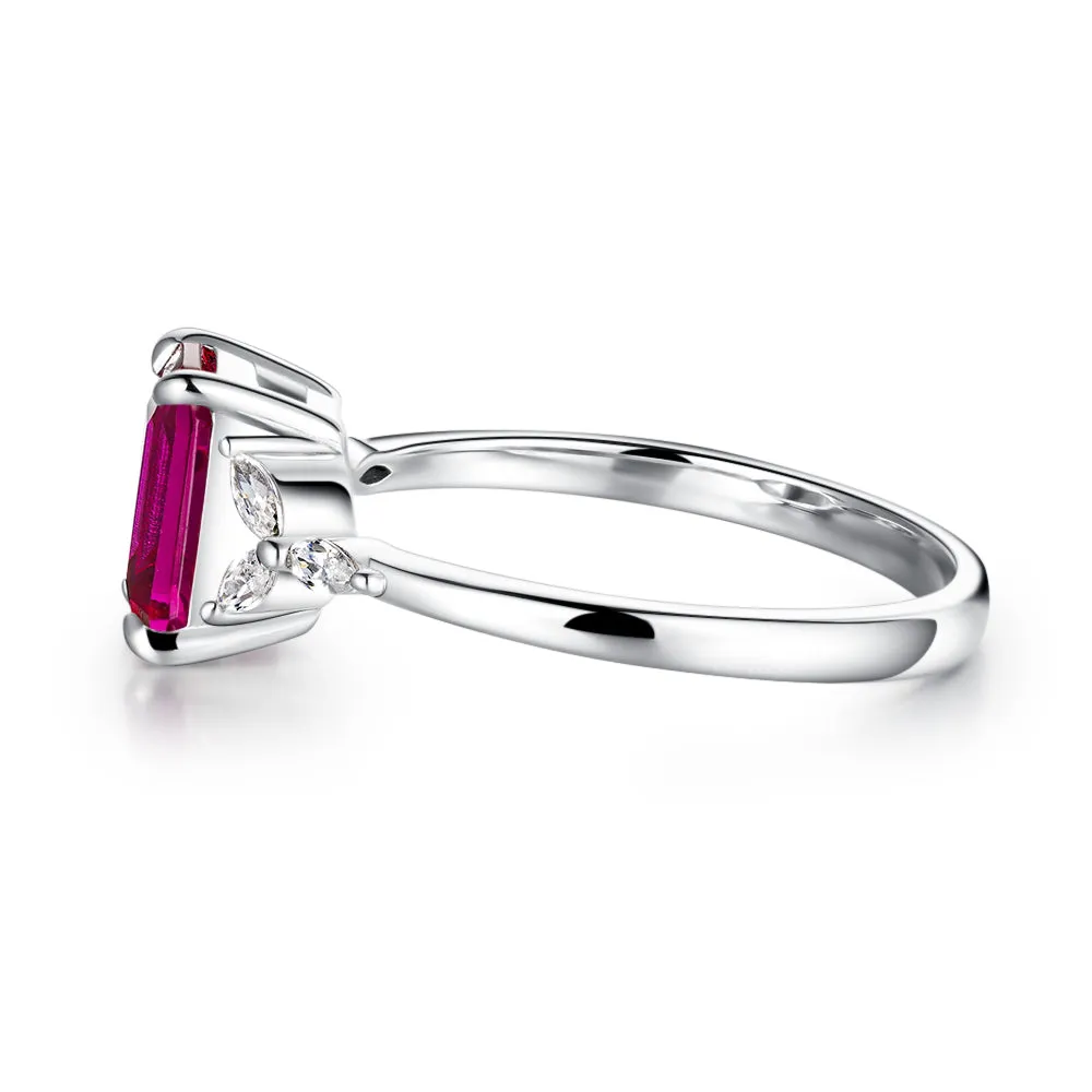 2 CT. Petite Emerald Cut Lab Grown Ruby Gemstone Ring sold by MSBLUE Jewelry product image thumbnail 3