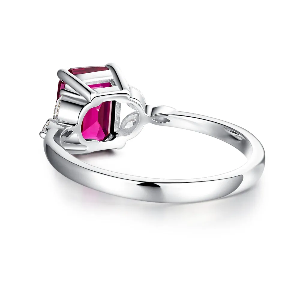 2 CT. Petite Emerald Cut Lab Grown Ruby Gemstone Ring sold by MSBLUE Jewelry product image thumbnail 4