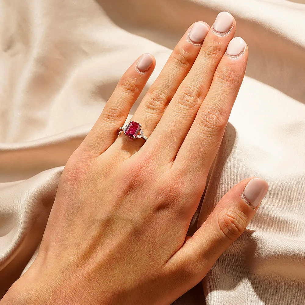 2 CT. Petite Emerald Cut Lab Grown Ruby Gemstone Ring sold by MSBLUE Jewelry product image thumbnail 5