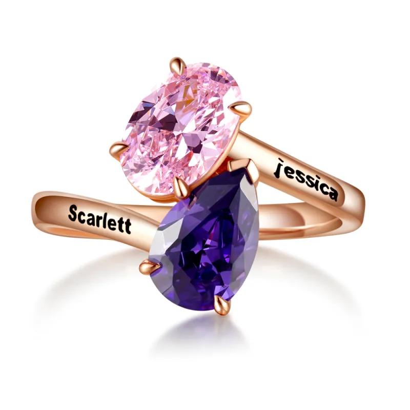 "COMPANION" - Toi et Moi Pink and Purple Gemstone Ring sold by MSBLUE Jewelry