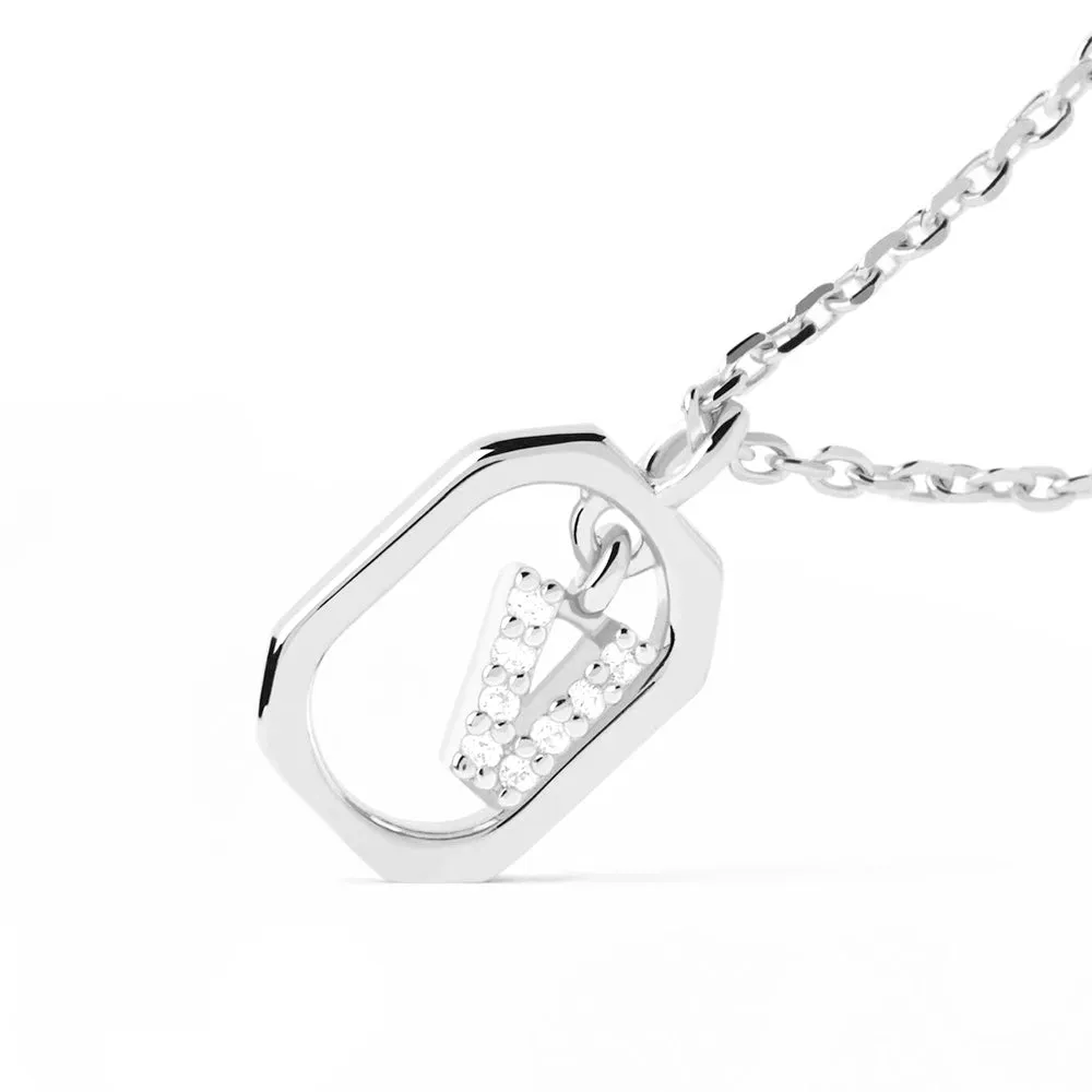 Moissanite Initial V Dangle Pendant Necklace sold by MSBLUE Jewelry product image thumbnail 3