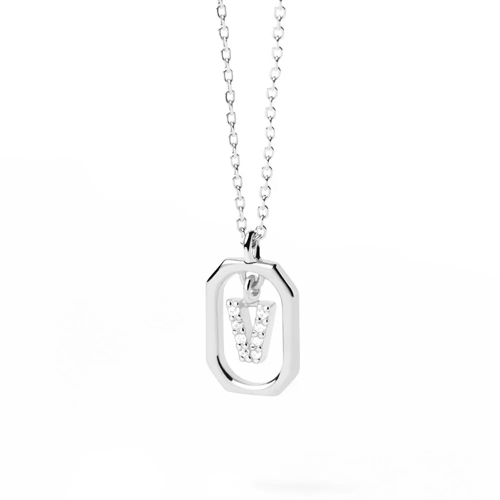 Moissanite Initial V Dangle Pendant Necklace sold by MSBLUE Jewelry