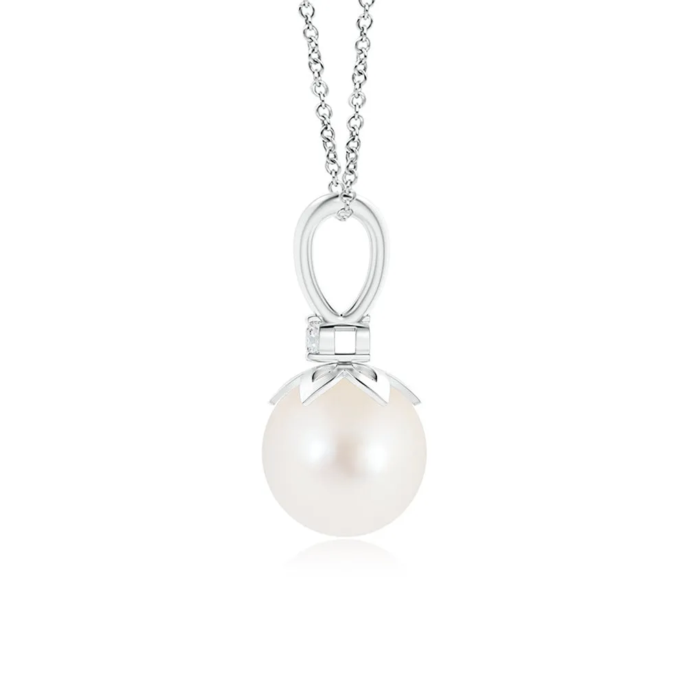 8mm Freshwater Cultured Pearl V-Bale Pendant with Moissanite sold by MSBLUE Jewelry product image thumbnail 4