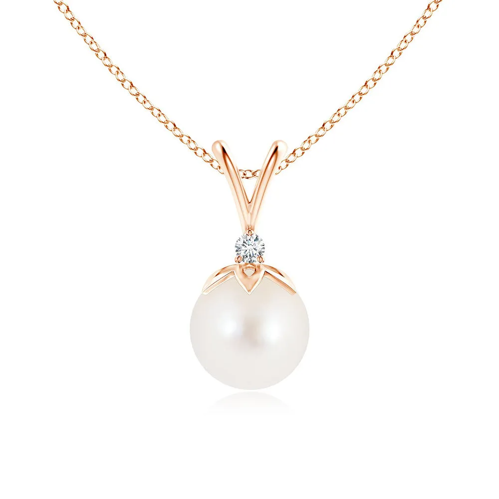 8mm Freshwater Cultured Pearl V-Bale Pendant with Moissanite sold by MSBLUE Jewelry product image thumbnail 3