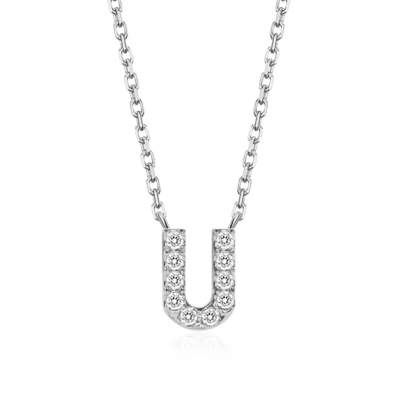 Classic Pavé Initial U Pendant Necklace sold by MSBLUE Jewelry