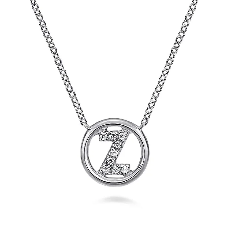 Round Pavé Initial Z Pendant Necklace sold by MSBLUE Jewelry