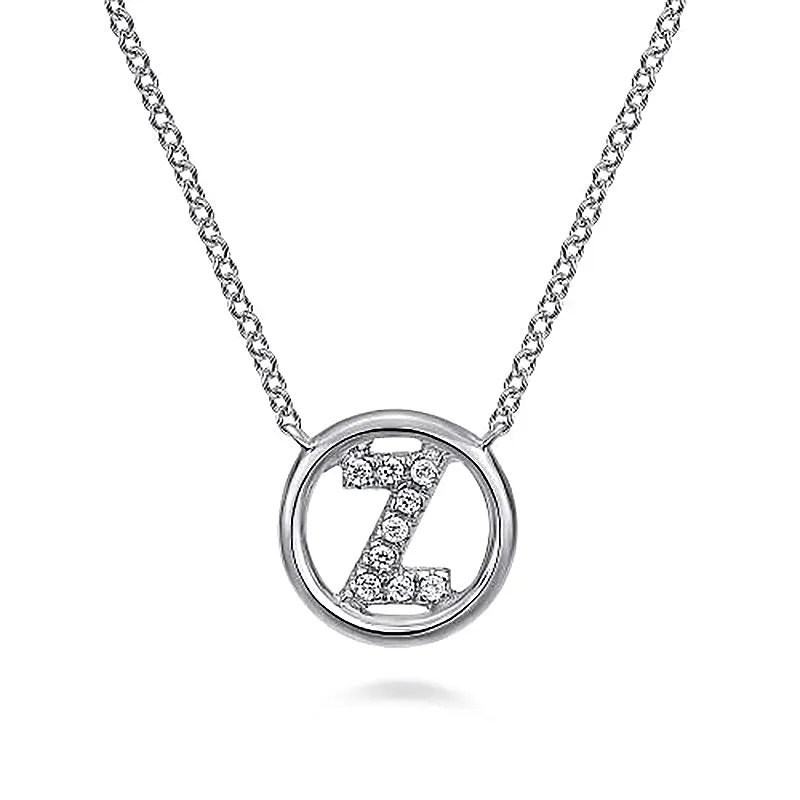 Round Pavé Initial Z Pendant Necklace sold by MSBLUE Jewelry