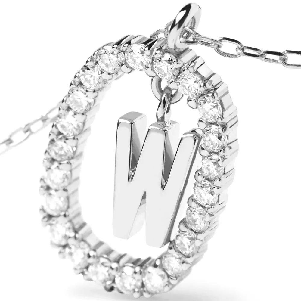 Moissanite Letter W Dangle Pendant Necklace sold by MSBLUE Jewelry product image thumbnail 4