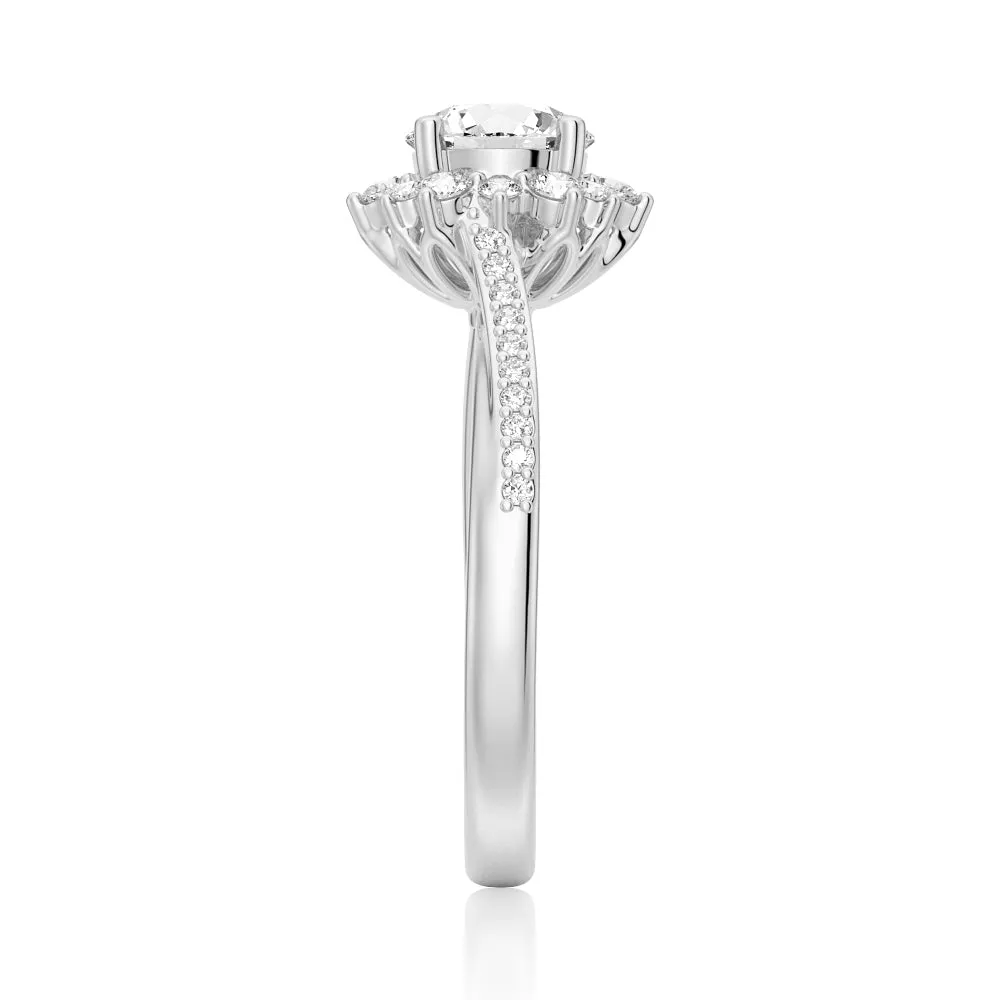 1 CT. Flower Frame Engagement Ring in Sterling Silver sold by MSBLUE Jewelry product image thumbnail 3