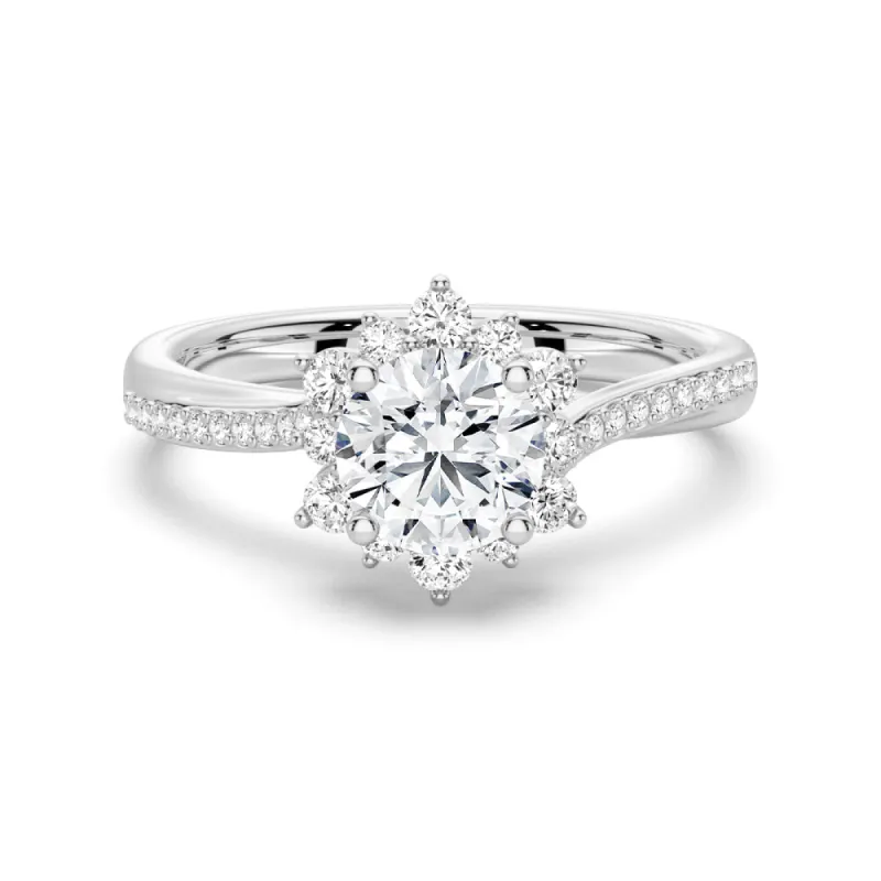 1 CT. Flower Frame Engagement Ring in Sterling Silver sold by MSBLUE Jewelry