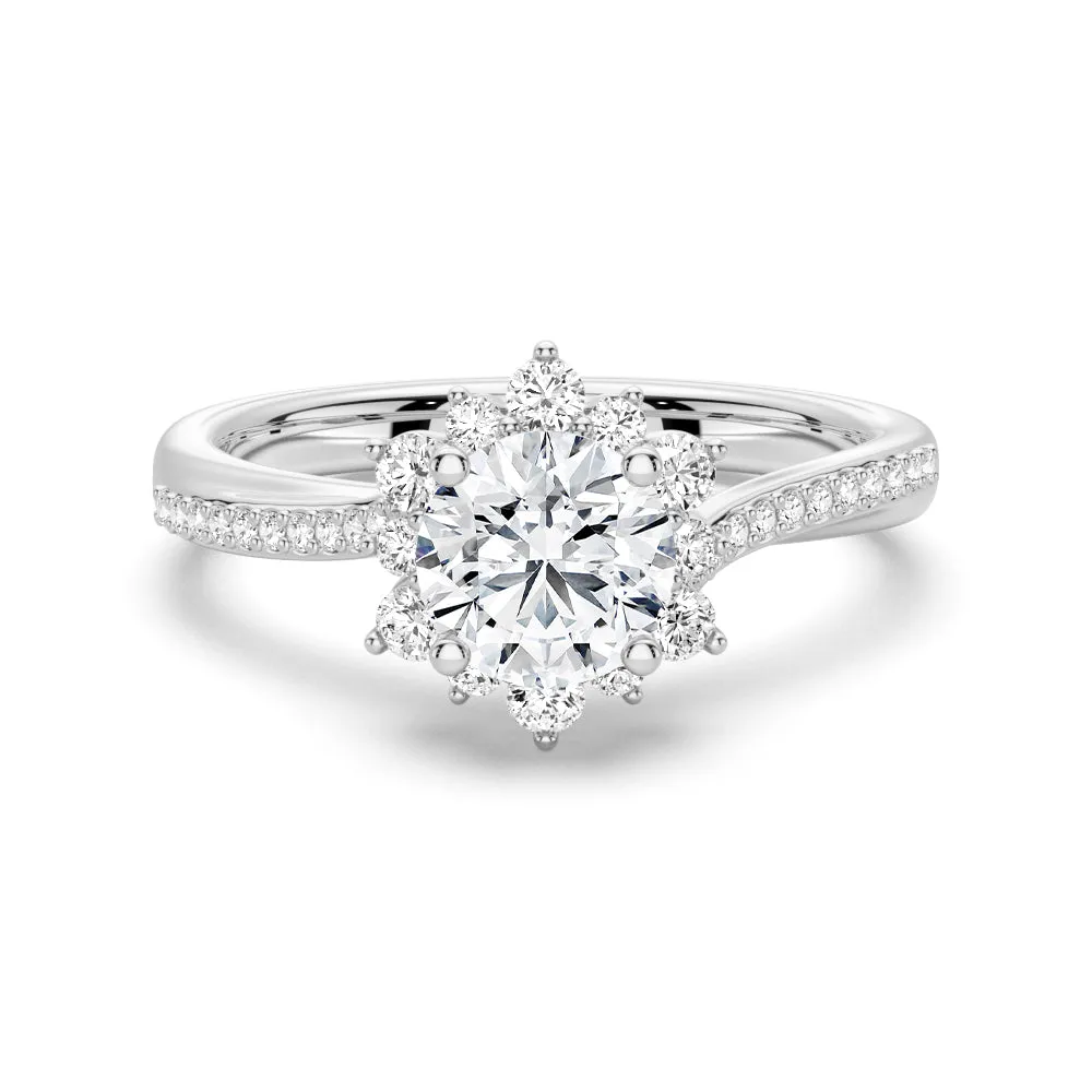 1 CT. Flower Frame Engagement Ring in Sterling Silver sold by MSBLUE Jewelry