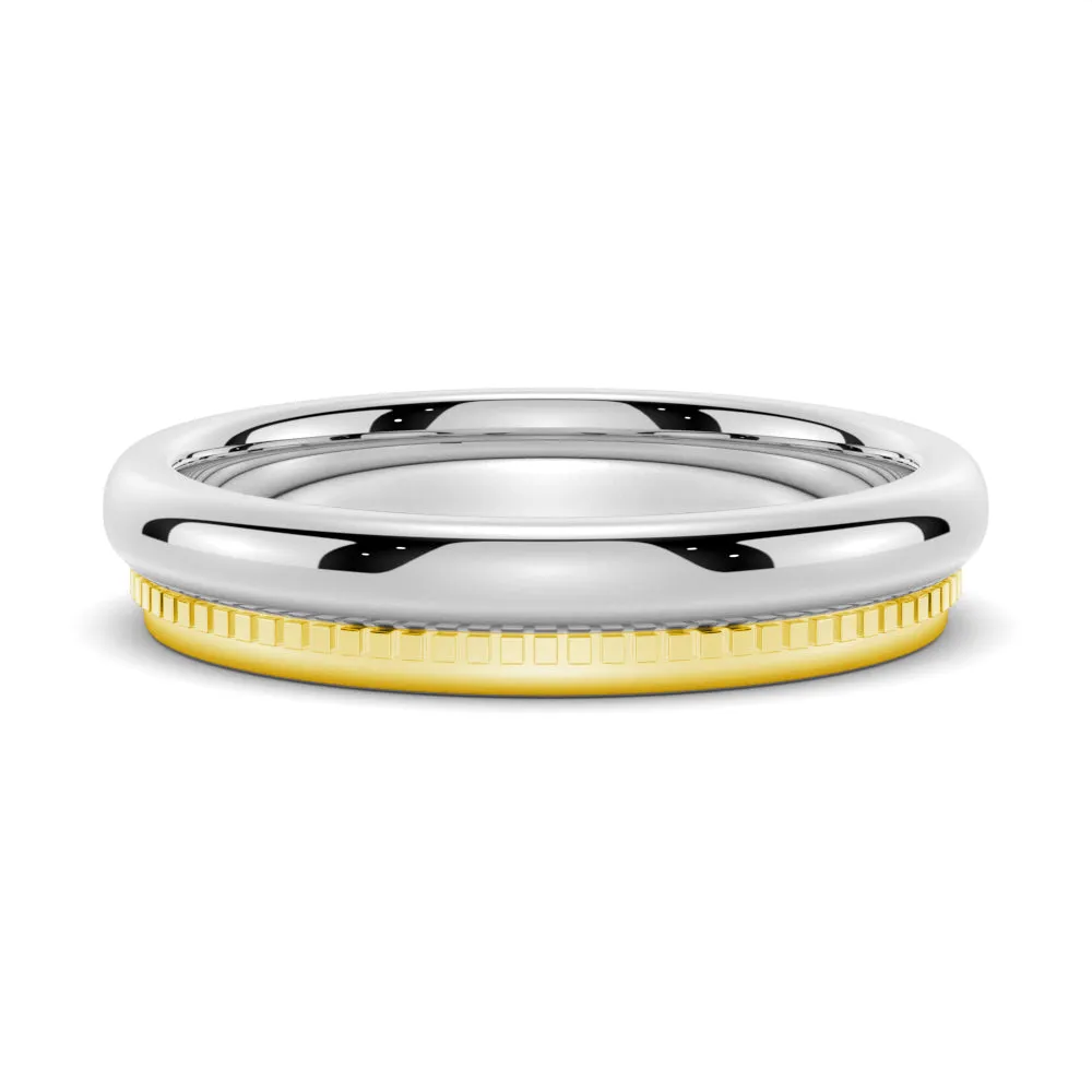 4.4mm Polished Finish Two-Tone Men's Wedding Band With Milgrain Edge sold by MSBLUE Jewelry