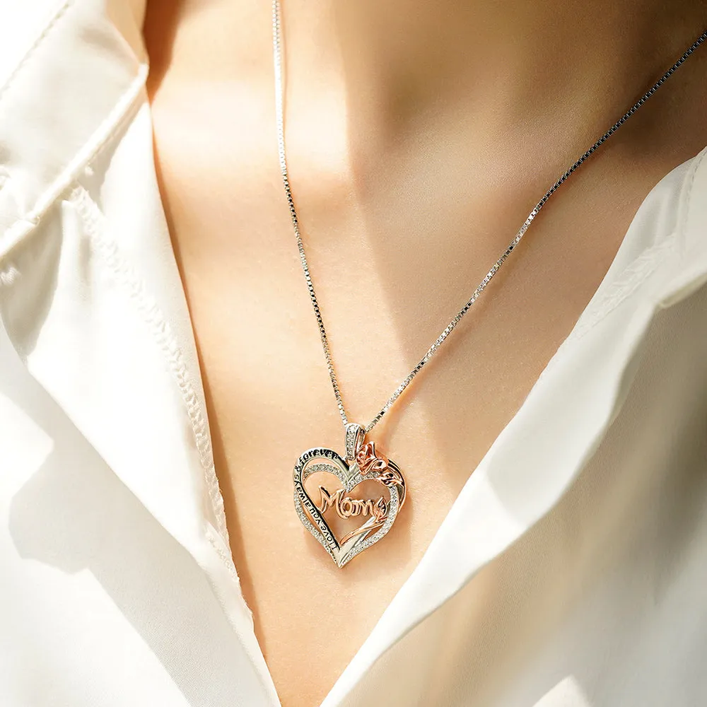 Double Heart Mom Pendant with Rose sold by MSBLUE Jewelry product image thumbnail 4