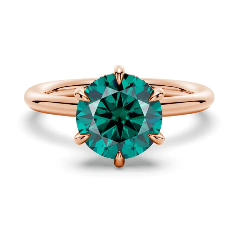 2 CT. Green Moissanite Engagement Ring With Hidden Halo in Rose Gold sold by MSBLUE Jewelry