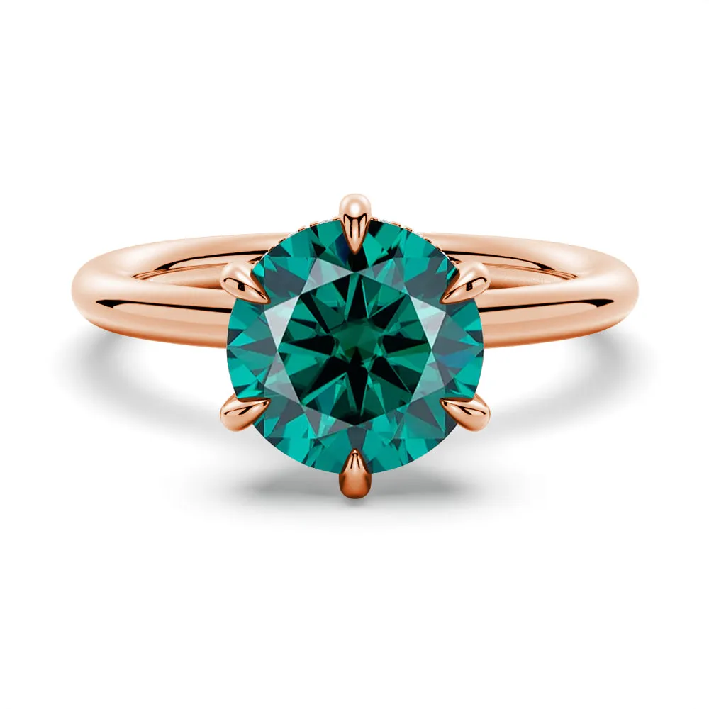 2 CT. Green Moissanite Engagement Ring With Hidden Halo in Rose Gold sold by MSBLUE Jewelry
