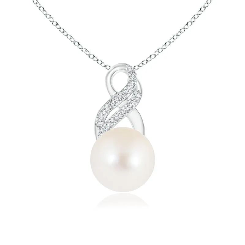 8mm Freshwater Cultured Pearl Twist Swirl Bale Pendant sold by MSBLUE Jewelry