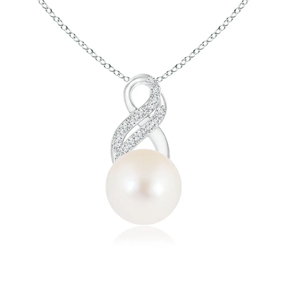 8mm Freshwater Cultured Pearl Twist Swirl Bale Pendant sold by MSBLUE Jewelry