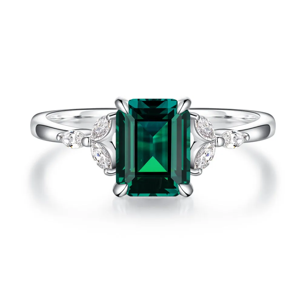 2 CT. Petite Emerald Cut Lab Grown Emerald Gemstone Ring sold by MSBLUE Jewelry