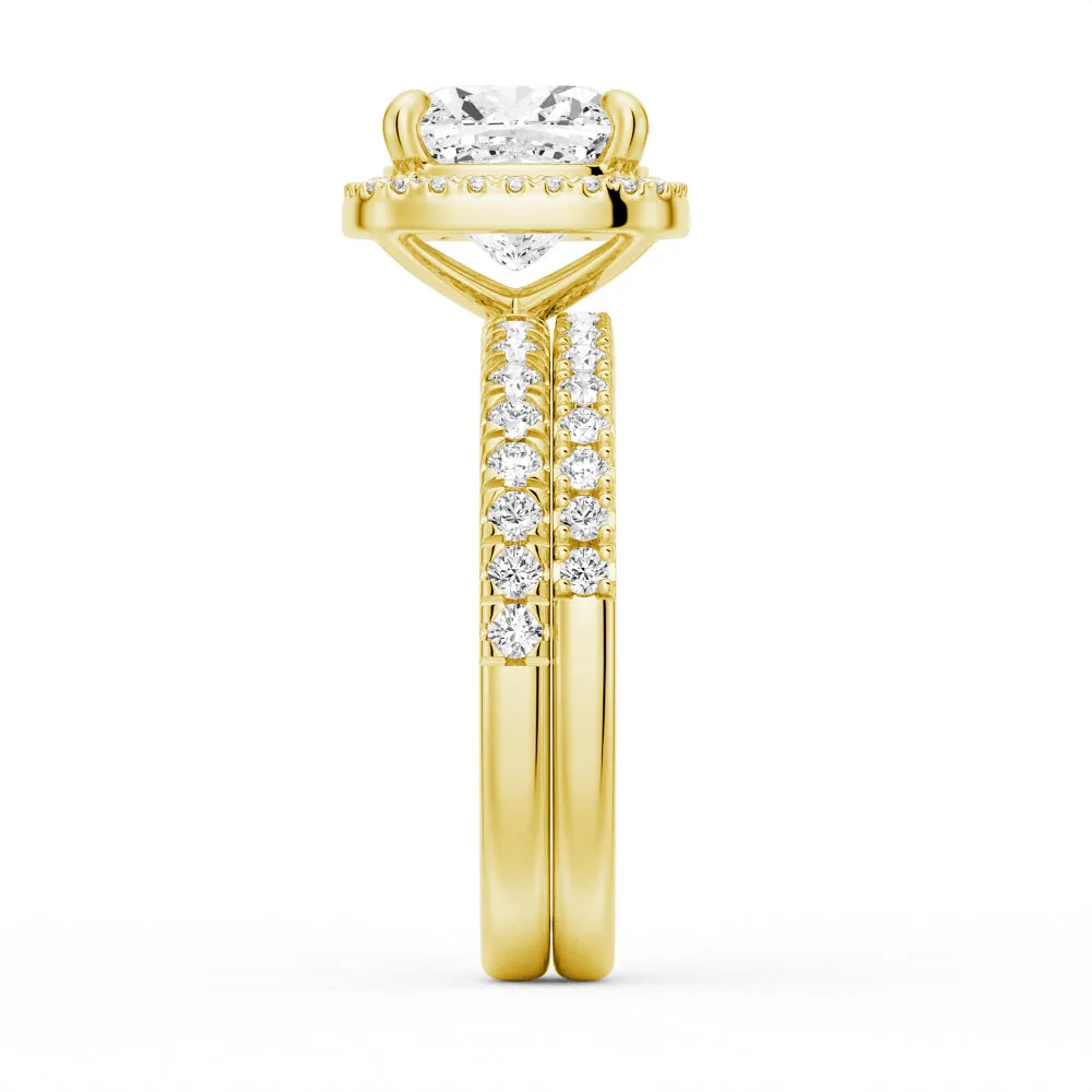 Cushion Cut Halo Moissanite Engagement Ring Set with Matching Wedding Band sold by MSBLUE Jewelry product image thumbnail 5