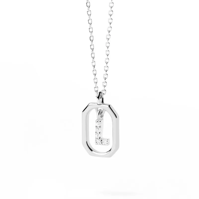 Moissanite Initial L Dangle Pendant Necklace sold by MSBLUE Jewelry