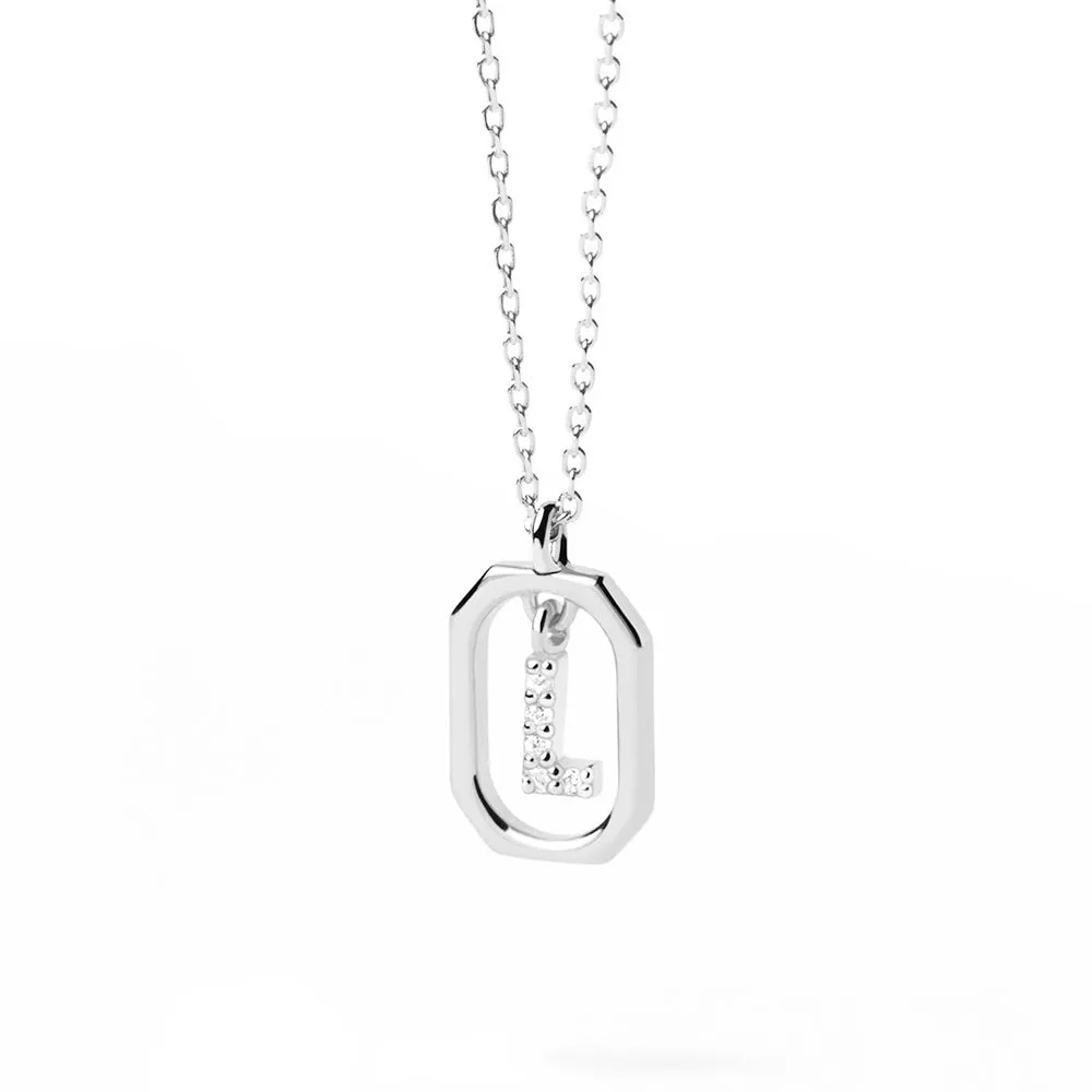 Moissanite Initial L Dangle Pendant Necklace sold by MSBLUE Jewelry